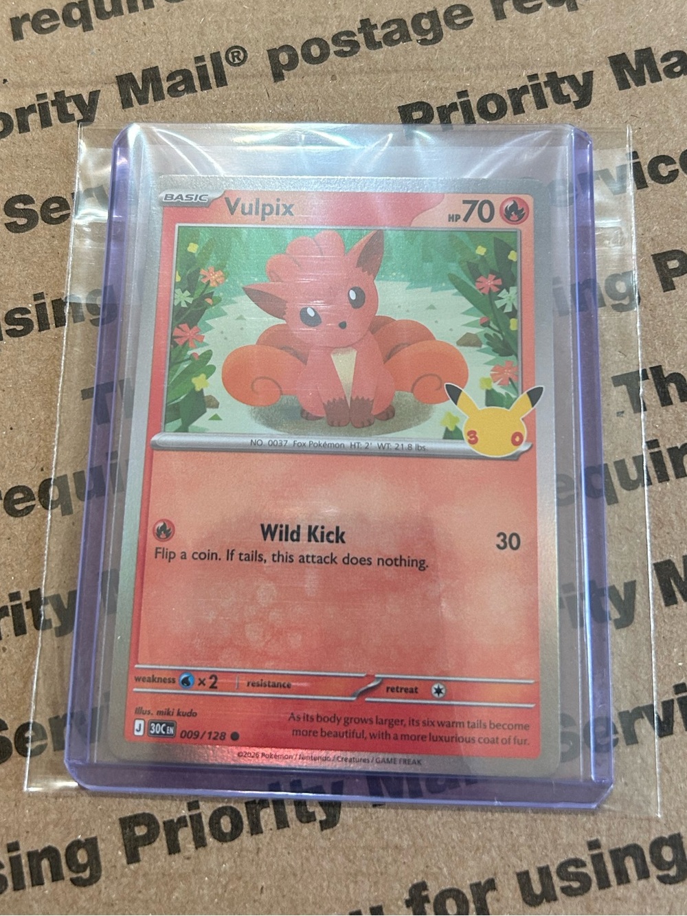 Holo Vulpix 30th Celebration Pokemon TCG Card No. 009/128